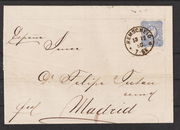 MiNr. 42 auf Auslandsbrief nach Madrid, Spanien  (b610)