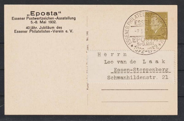 Privat Ganzsache PP 111 C2/01 Eposta Essen 1932 SST  (b616)