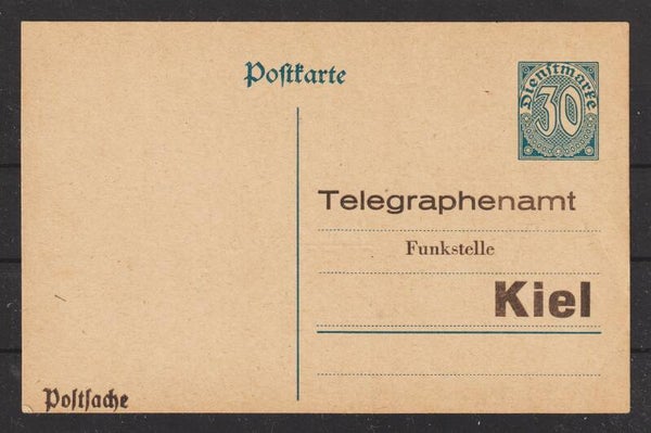 Ganzsachen PP DP 3 "Telegraphenamt Funkstelle Kiel"  (s23147)