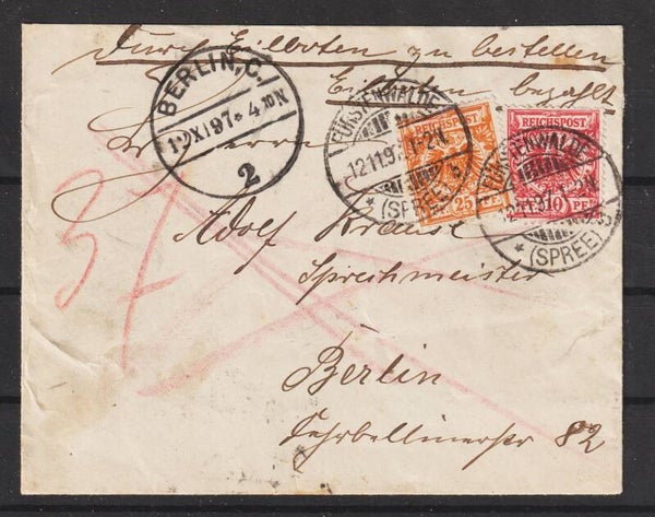 MiNr. 49, 47 auf Eilboten Rohrpost Brief, 12.11.97  (b625)