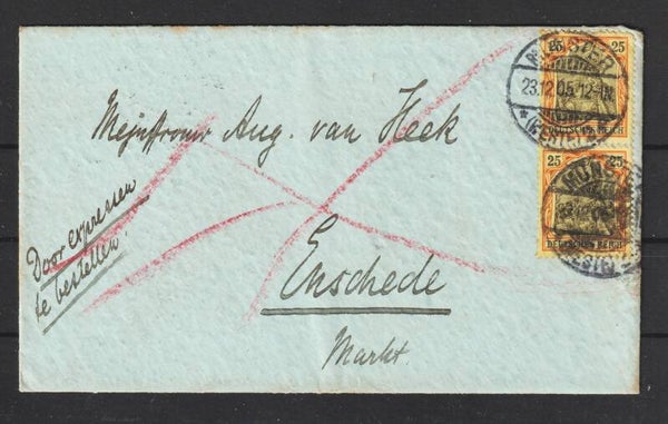 MiNr. 73 Mehrfachfrankatur auf Express-Brief 23.12.05  (b627)