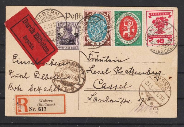 MiNr. 106 MiF, Einschreiben Postkarte, per Eilboten Express  (b631)