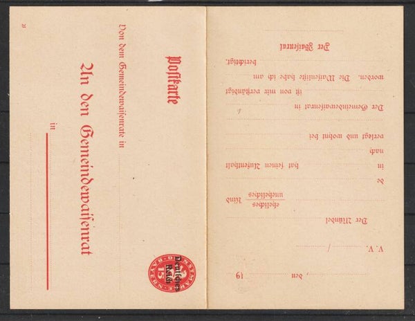 Ganzsachen Karte DPB 1 mit Zudruck  (b634)