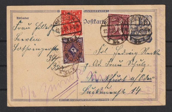 Ganzsache P 148, BERLIN 12.2.23 (b657)