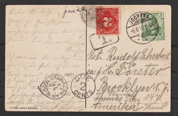 MiNr. 85 auf AK ELSTERTALBRÜCKE aus JOCKETA  nach USA mit US Zusatzfrankatur  (b674)