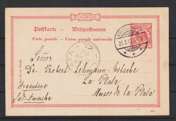 Ganzsache Postkarte P 21 nach Argentinien  KRUSCHWITZ 26.2.03  (b682)