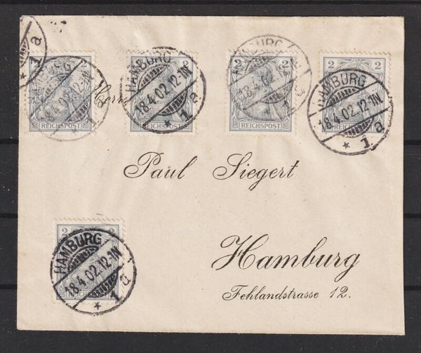 MiNr. 53 Mehrfachfrankatur Brief Ortsverkehr HAMBURG 18.4.02  (b683)