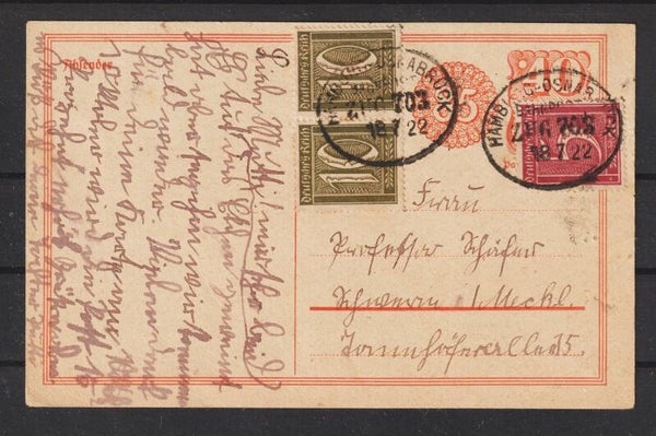 Ganzsache P 153 mit ZuF, Bahnpoststempel  18.7.22  (b686)