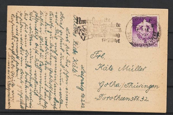 MiNr. 818 portogerechte Einzelfrankatur 17.2.43  (b689)