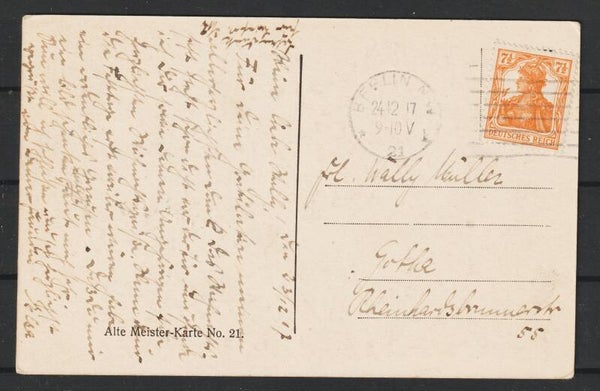 MiNr. 99 Einzelfrankatur auf Künstlerkarte 24.12.17  (b689)