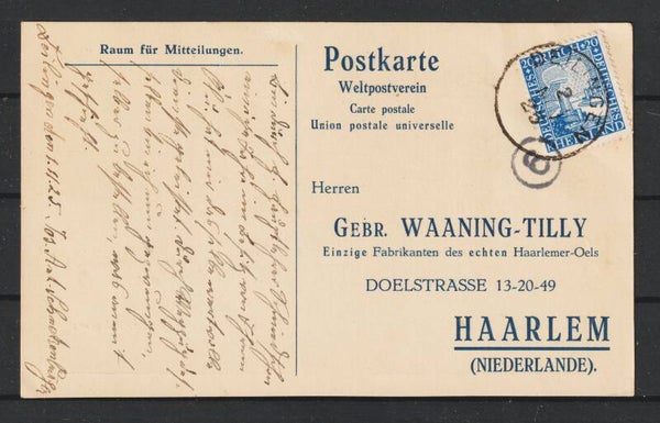 MiNr. 374 Auslands-Postkarte Haarlem  2.NOV.25  (b690)