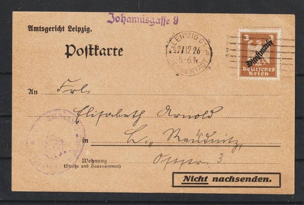 MiNr. D 105 Einzelfrankatur auf Gerichtssache 27.12.26  (b719)