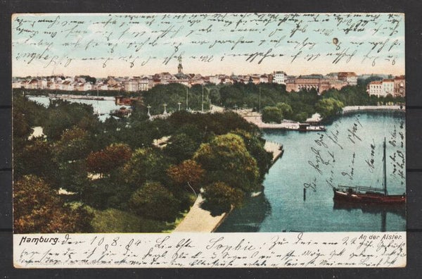 MiNr. 71 Ansichtskarte, Hamburg n. New Yourk 10.8.04    (b721)