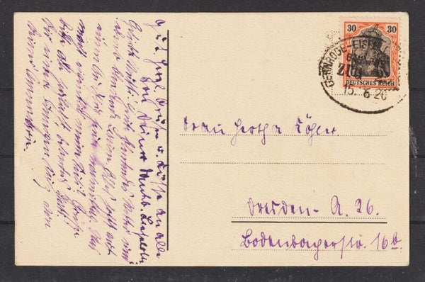 MiNr. 89 Postkarte, Bahnpoststempel 15.6.20  (b727)