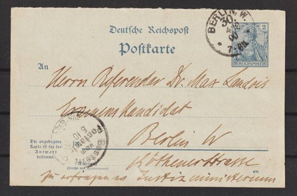 Ganzsache P 47 Frageteil, BERLIN 4.10.00  (b730)