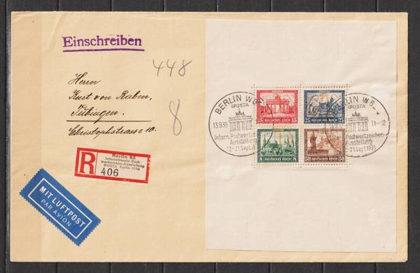 Block 1, MiNr. 446-449 auf Luftpost R-Brief