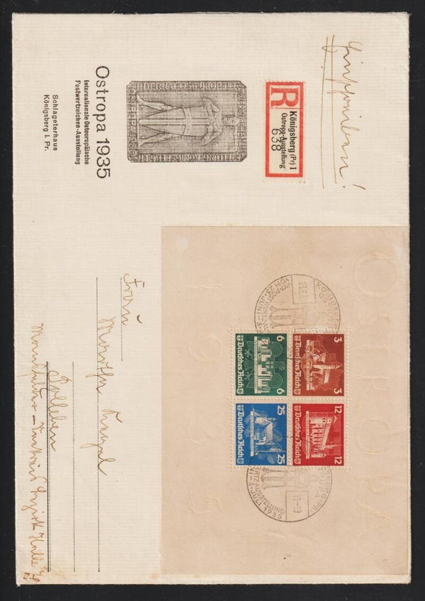 Block 3 auf R-Brief FDC KÖNIGSBERG