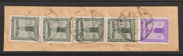 MiNr. D 151 (4x), 159 gestempelt, Briefstück