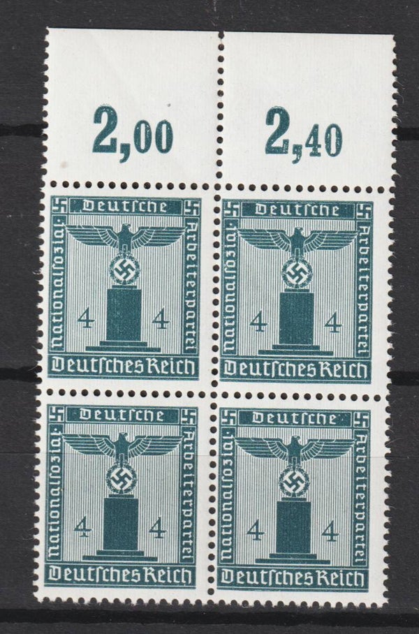 MiNr. D 157 postfrisch ** Oberrand Viererblock