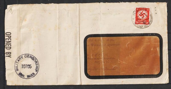 MiNr. D 170 auf Brief, MÜNCHEN 25.4.45 Überroller ! durch Allierte zensiert