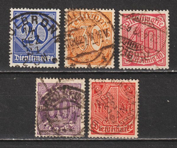 MiNr. D 26, 27, 28, 29, 30 gestempelt, geprüft