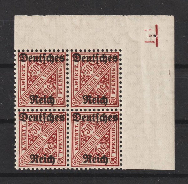 MiNr. D 63 postfrische ** Bogenecke mit Druckerzeichen