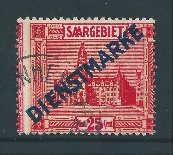 Saar MiNr. D 6 gestempelt, Plattenfehler II, stark verzähnt