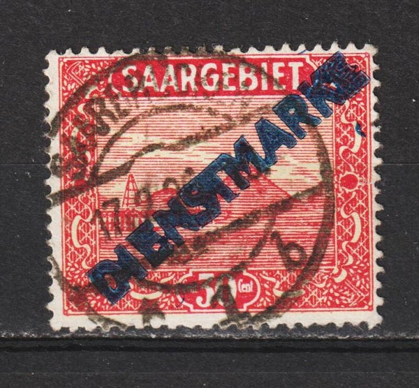 Saar MiNr. D 7 gestempelt, Aufdruck verlaufen