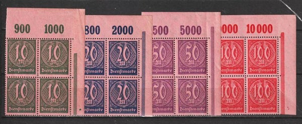MiNr. D 71-74 postfrisch ** Oberrand Bogenecken
