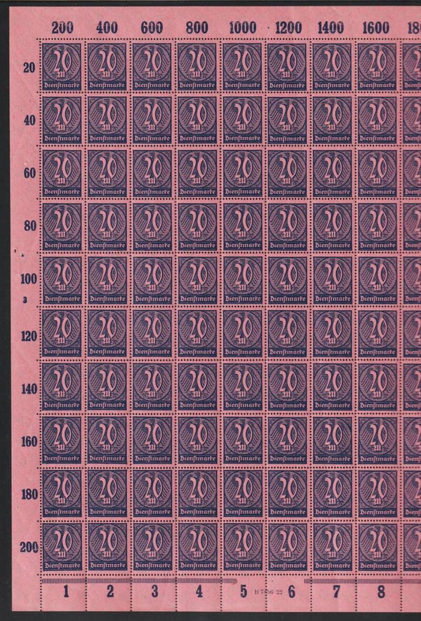 MiNr. D 72 postfrisch ** Bogen, Platte 3, DZ: M
