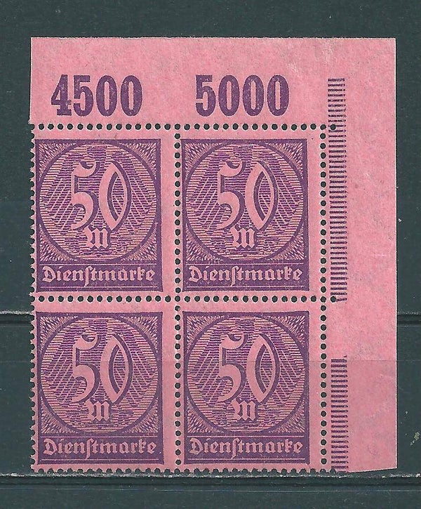 MiNr. D 73 postfrisch ** Oberrand Bogenecke