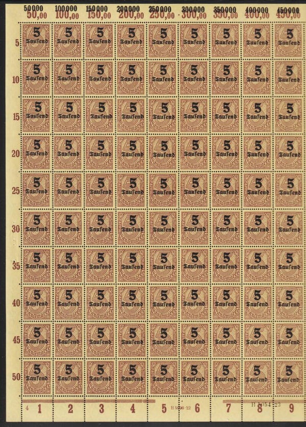 MiNr. D 89 postfrisch ** Bogen, Platte 4-22