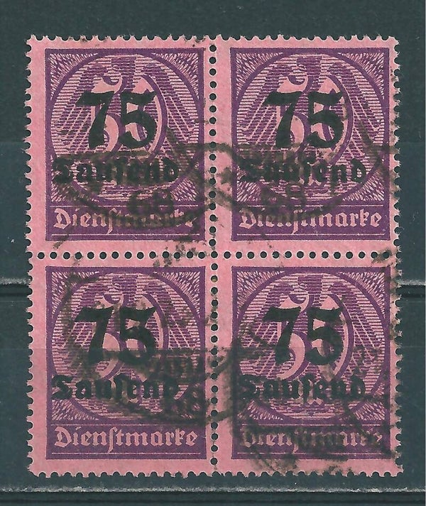 MiNr. D 91 gestempelt, geprüfter Viererblock