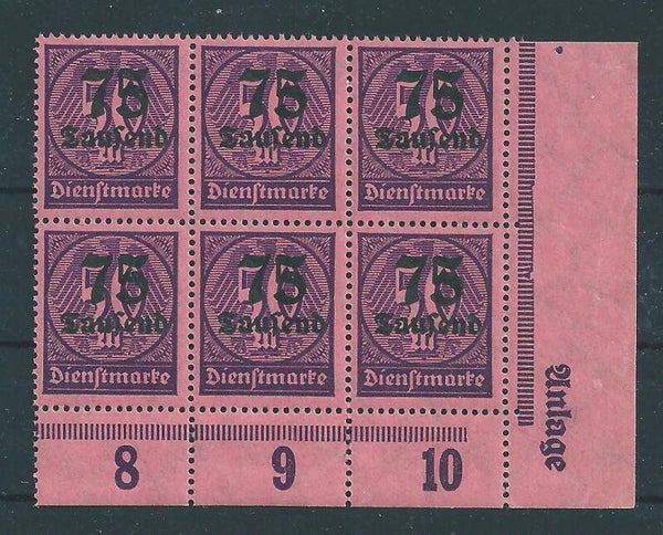 MiNr. D 91 postfrische ** Bogenecke Druckerzeichen (DZ) Anlage