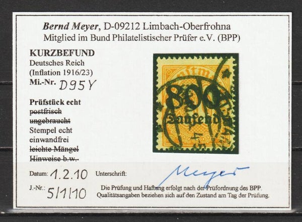 MiNr. D 95 gestempelt, Befund Meyer BPP