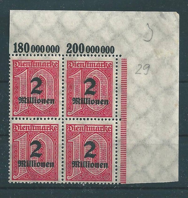 MiNr. D 97 postfrisch **, Oberrand Bogenecke