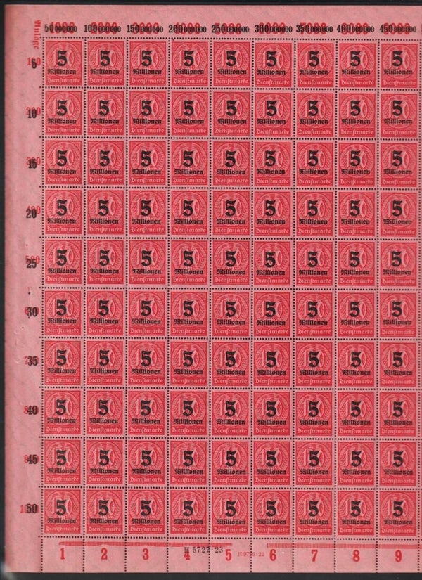 MiNr. D 98 ** Bogen, Platte 1, DZ Anlage