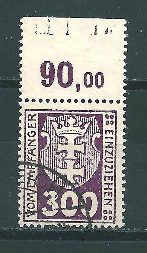 MiNr. P 10 Oberrand gestempelt