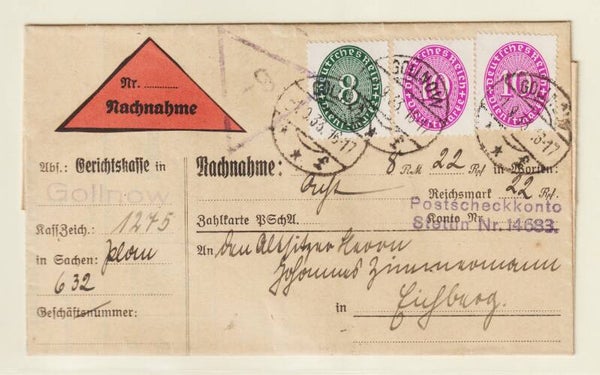 MiNr. D 116 + 2x D 125 Nachnahme Brief