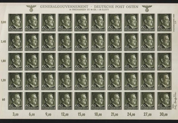 Generalgouvernement MiNr. 111 U postfrisch ** Bogen