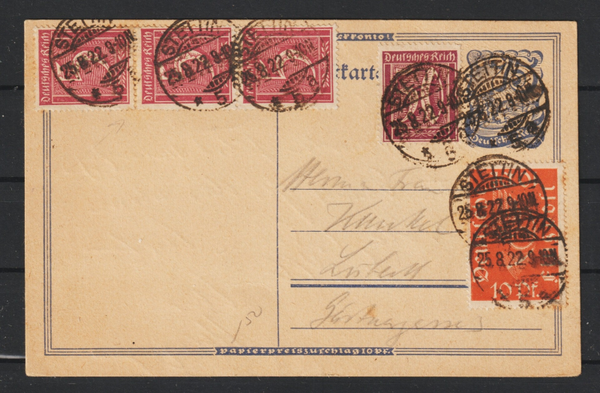 Ganzsache P 146 portogerecht PP 8 vom 25.8.22  (b214)