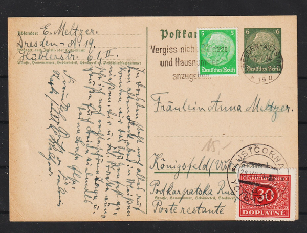 Ganzsach P 226 in die Tschechei (b427)