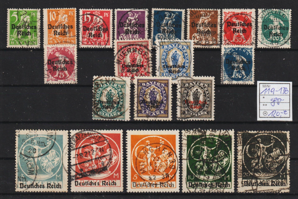 MiNr. 119-138 gestempelt, geprüft (b289)
