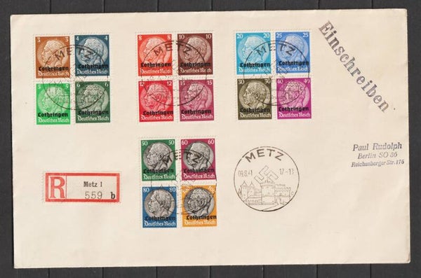 Deutsche Besetzung Lothringen Nr. 1 - 16 auf Luxus Satzbrief