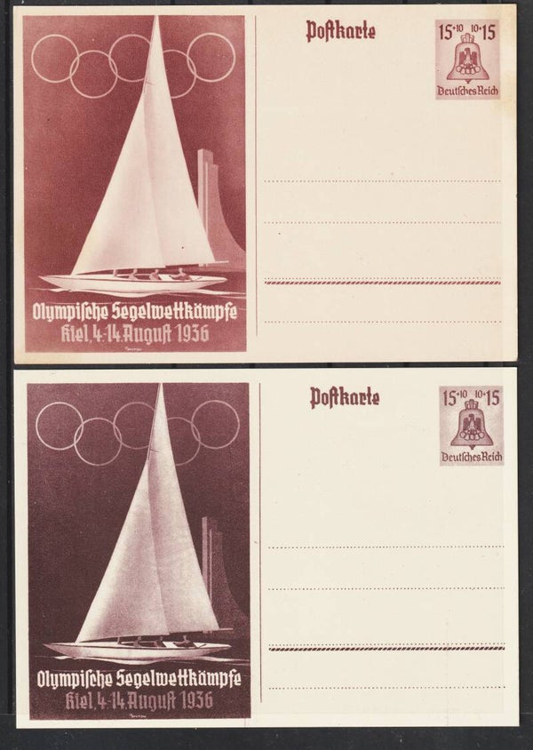 Ganzsache Karte P 262 in verschiedenen Farben