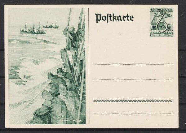 Ganzsache Karte P 266 "WHW 1937, Hochseefischer"