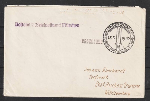 Frankatur freie Postsache mit SST "Sie starben für Deutschland" (s23023)