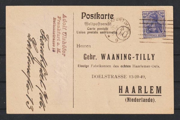 MiNr. 149 auf Postkarte FRANKFURT 16.6.21   (s23037)