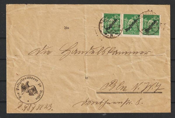 MiNr. D 77 a (3x) portogerecht auf Brief 9.7.23  (s23043)