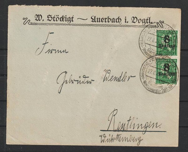 MiNr. 278 IV, 278 252 (4x)  Brief, Sonderstempel 27.8.23    (s23054)